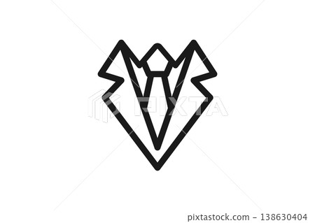 Line art icons of a tie and suit collar Line art icons of a tie and suit collar 138630404
