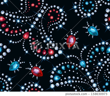Butterflies and beetles diamonds seamless pattern 138630973