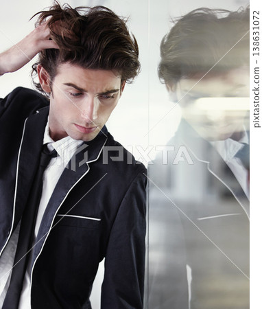 Fashion, formal and handsome man with double exposure with stylish, cool and trendy outfit. Serious, stylish and young male model from Canada with elegant and classy style by blurry background. Fashion, formal and handsome man with double exposure with stylish, cool and trendy outfit. Serious, stylish and young male model from Canada with elegant and classy style by blurry background. 138631072