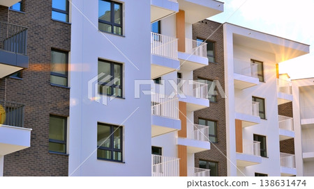 Apartments in residential complex. Housing structure at modern house. Architecture for property investment. and architecture details. Urban abstract - windows of apartment building. Apartments in residential complex. Housing structure at modern house. Architecture for property investment. and architecture details. Urban abstract - windows of apartment building. 138631474