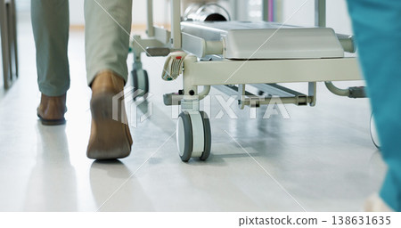 Doctors, patient and push hospital bed to surgery, healthcare and treatment in medicare. Medical professionals, emergency and icu for recovery, rehabilitation and operation with closeup in low angle Doctors, patient and push hospital bed to surgery, healthcare and treatment in medicare. Medical professionals, emergency and icu for recovery, rehabilitation and operation with closeup in low angle 138631635