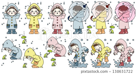 一個留著俐落短髮的可愛男孩穿著粉紅色雨衣,在雨中享受著雨水。 PNG格式圖片,背景透明。 一個留著俐落短髮的可愛男孩穿著粉紅色雨衣,在雨中享受著雨水。 PNG格式圖片,背景透明。 138631722