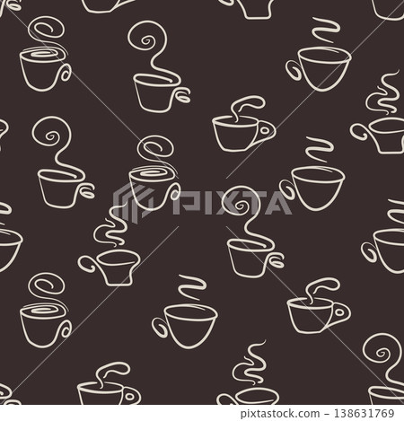 Abstract seamless pattern with color cups. Kitchen doodle background. Design for poster, fabric, textile 138631769