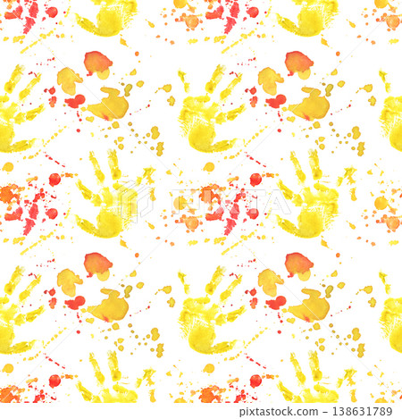 Seamless pattern with colorful splashes, stains. Hand-painted illustration isolated on white. Abstract, vibrant design perfect for textiles, packaging, stationery, wallpaper, branding, modern decor Seamless pattern with colorful splashes, stains. Hand-painted illustration isolated on white. Abstract, vibrant design perfect for textiles, packaging, stationery, wallpaper, branding, modern decor 138631789