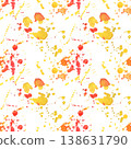 Seamless pattern with colorful splashes, stains. Hand-painted illustration isolated on white. Abstract, vibrant design perfect for textiles, packaging, stationery, wallpaper, branding, modern decor 138631790