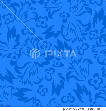 Seamless blooming floral pattern based on hand drawn art ornaments. Colorful flowers on color background. Vector illustration. Simple minimalistic pattern for fabric, textile Seamless blooming floral pattern based on hand drawn art ornaments. Colorful flowers on color background. Vector illustration. Simple minimalistic pattern for fabric, textile 138631813