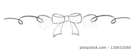 Chalk coquette bow on ribbon. Hand drawn vector illustration isolated on white background for design template wedding, Birthday, Christmas decoration or discount, sale. EPS10 138632080