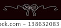 Hand drawn girly coquette bow ribbon banner. Editable stroke line. Vector stock illustration isolated on black background for design template birthday, wedding, Christmas card, invitation, sale. 138632083