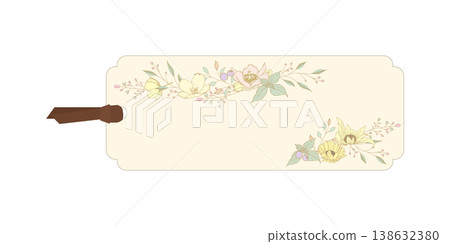 A frame with a floral ribbon, tag A frame with a floral ribbon, tag 138632380