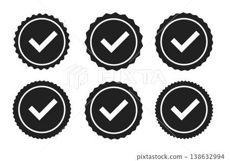 Approved or certified medal icon set in flat trendy style, color editable vector icons for quality assurance, verification, trust badges, business branding, websites, apps, and marketing materials 138632994