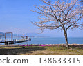 Otsu Lakeshore Nagisa Park: Moss phlox, cherry blossoms, and pier 138633315