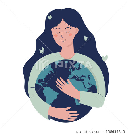 Woman embracing earth globe 138633843