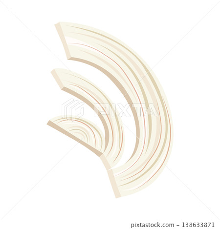 Ripe raw onion vegetable. Sliced veggie food. A delicious and healthy root vegetable used in cooking. Botanical picture. Modern poster with hand drawn design for wall decor 138633871