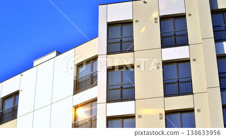Apartments in residential complex. Housing structure at modern house. Architecture for property investment. and architecture details. Urban abstract - windows of apartment building. Apartments in residential complex. Housing structure at modern house. Architecture for property investment. and architecture details. Urban abstract - windows of apartment building. 138633956