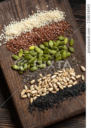 Assortment of seeds, healthy seed mix 138634043