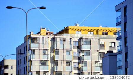 Apartments in residential complex. Housing structure at modern house. Architecture for property investment. and architecture details. Urban abstract - windows of apartment building. Apartments in residential complex. Housing structure at modern house. Architecture for property investment. and architecture details. Urban abstract - windows of apartment building. 138634072