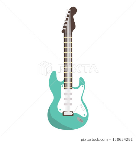 Green electric guitar for music and performance Green electric guitar for music and performance 138634291