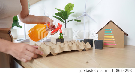 Eco-friendly gardening with recycled materials Eco-friendly gardening with recycled materials 138634298