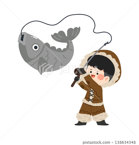 Person fishing in winter clothes on cold day Person fishing in winter clothes on cold day 138634348