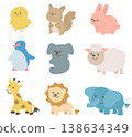 一套動物插圖，可用於幼兒園和托兒所的班級名稱 138634349