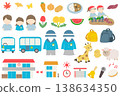 托兒所和幼兒園活動、日常生活和季節插圖集 138634350