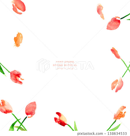 Watercolor painting. Watercolor-style tulip vector illustration. Spring tulip frame. Watercolor painting. Watercolor-style tulip vector illustration. Spring tulip frame. 138634533