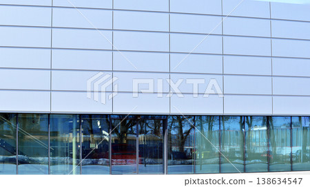 Empty new constructed automobile dealership. The building contains a sales room, offices, service and parts warehouse. Empty new constructed automobile dealership. The building contains a sales room, offices, service and parts warehouse. 138634547