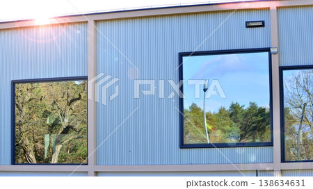 A rooms made of glass and metal for shops or offices. Construction industry. Rental property. 138634631