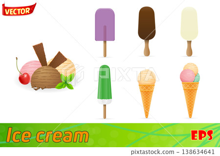 various ice cream vector illustration various ice cream vector illustration 138634641