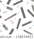 Minimal Monochrome Pencil Seamless Pattern Back To School Stationery Background 138634853