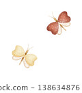 Vintage butterflies in red yellow color. Watercolor illustration hand-drawn wings, heart shape in children's style, isolated from background for greeting cards, posters, nursery decor, clothing baby 138634876