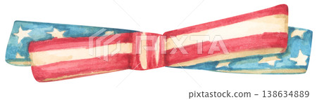 American Flag Bow Watercolor Illustration American Flag Bow Watercolor Illustration 138634889