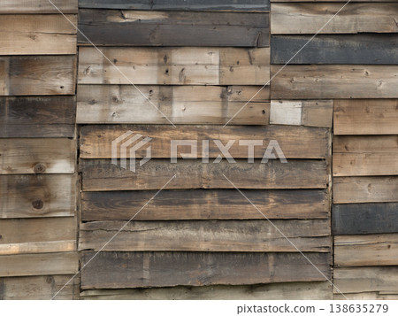 Old wooden wall installed outdoors Old wooden wall installed outdoors 138635279