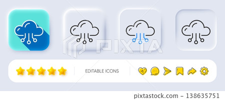 Cloud computing line icon. Neumorphic, Flat shadow, 3d buttons. Internet data storage sign. File hosting technology symbol. Line cloud computing icon. Social media icons. Vector Cloud computing line icon. Neumorphic, Flat shadow, 3d buttons. Internet data storage sign. File hosting technology symbol. Line cloud computing icon. Social media icons. Vector 138635751