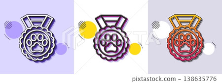 Dog competition line icon. Halftone dotted pattern. Gradient icon with grain shadow. Pets award sign. Champion winner prize symbol. Line dog competition icon. Various designs. Vector Dog competition line icon. Halftone dotted pattern. Gradient icon with grain shadow. Pets award sign. Champion winner prize symbol. Line dog competition icon. Various designs. Vector 138635776