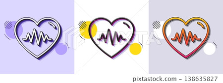 Heartbeat line icon. Halftone dotted pattern. Gradient icon with grain shadow. Heart pulse sign. Medical ekg symbol. Line heartbeat icon. Various designs. Vector Heartbeat line icon. Halftone dotted pattern. Gradient icon with grain shadow. Heart pulse sign. Medical ekg symbol. Line heartbeat icon. Various designs. Vector 138635827