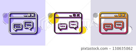 Browser Window line icon. Halftone dotted pattern. Gradient icon with grain shadow. Chat speech bubbles sign. Internet page symbol. Line browser Window icon. Various designs. Vector Browser Window line icon. Halftone dotted pattern. Gradient icon with grain shadow. Chat speech bubbles sign. Internet page symbol. Line browser Window icon. Various designs. Vector 138635862
