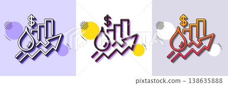 Rise price line icon. Halftone dotted pattern. Gradient icon with grain shadow. Petrol excise duty sign. Tax rate symbol. Line rise price icon. Various designs. Vector Rise price line icon. Halftone dotted pattern. Gradient icon with grain shadow. Petrol excise duty sign. Tax rate symbol. Line rise price icon. Various designs. Vector 138635888