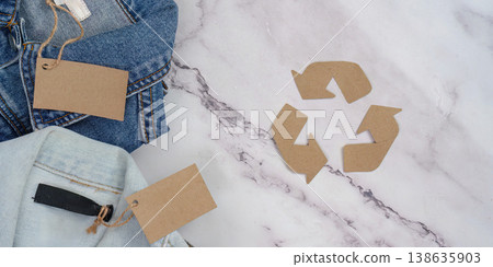 Recycled denim and sustainability concept 138635903