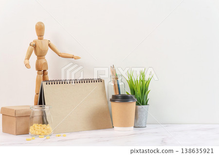 Eco-friendly workspace setup with sustainable materials 138635921
