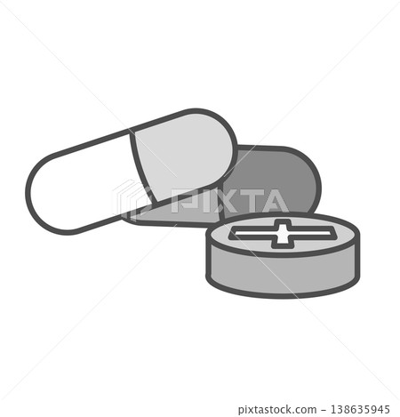 Colorful pill vector illustration in black and white Colorful pill vector illustration in black and white 138635945