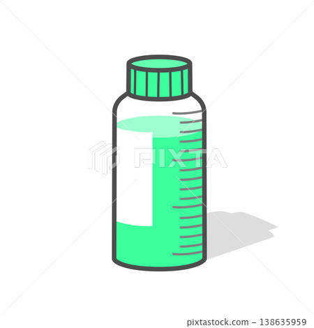 彩色糖漿藥品的向量圖，帶有輪廓線。 138635959