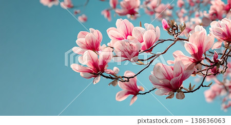 Pink Magnolia Blossoms Springtime Serenity 138636063