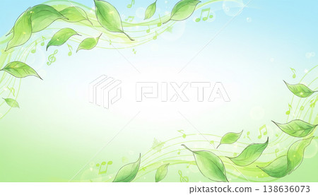 Fresh green leaves flutter down in rhythm 138636073