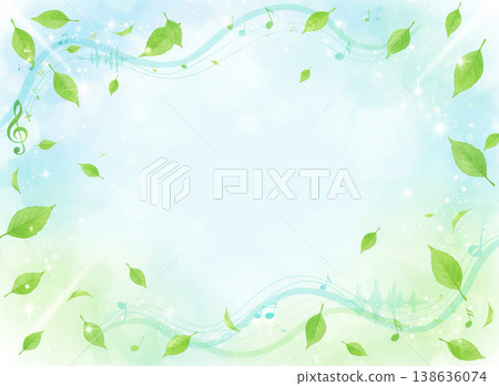 鮮嫩的綠葉有節奏地飄落。 138636074