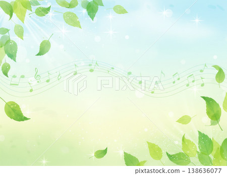 Fresh green leaves flutter down in rhythm 138636077