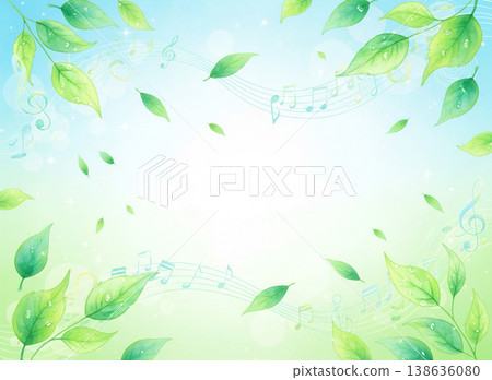 Fresh green leaves flutter down in rhythm 138636080