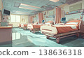 Bright and sterile hospital room interior showcasing multiple patient beds and medical equipment designed for comfort and care in a healing environment. Generative AI 138636318