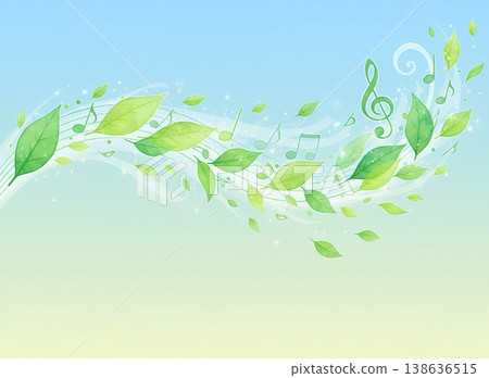 鮮嫩的綠葉有節奏地飄落。 138636515