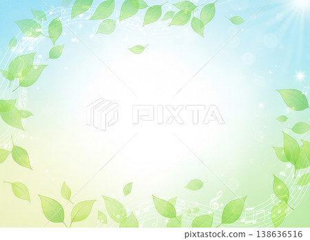 鮮嫩的綠葉有節奏地飄落。 138636516